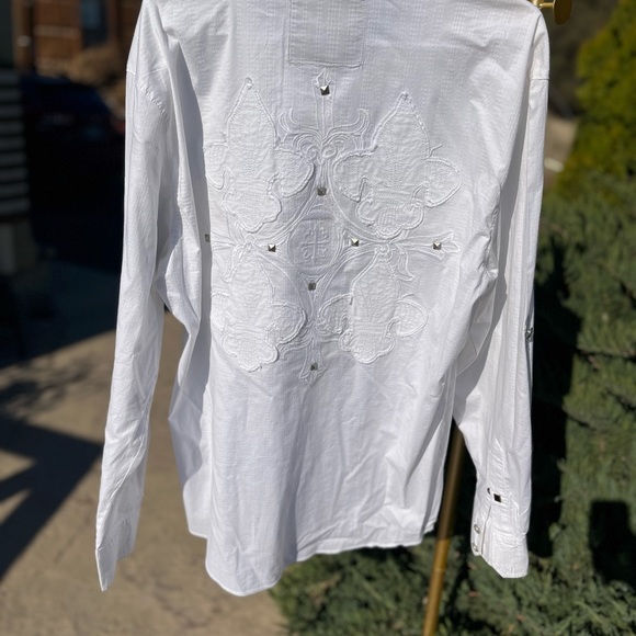 Mens Xl BLACK LABEL BUCKLE ATHLETIC FIT WHITE with Studs Long sleeved shirt - Picture 7 of 7